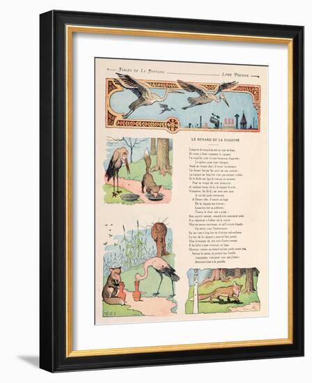 The Stork and the Fox, from the 'Fables' by Jean de la Fontaine-Benjamin Rabier-Framed Giclee Print