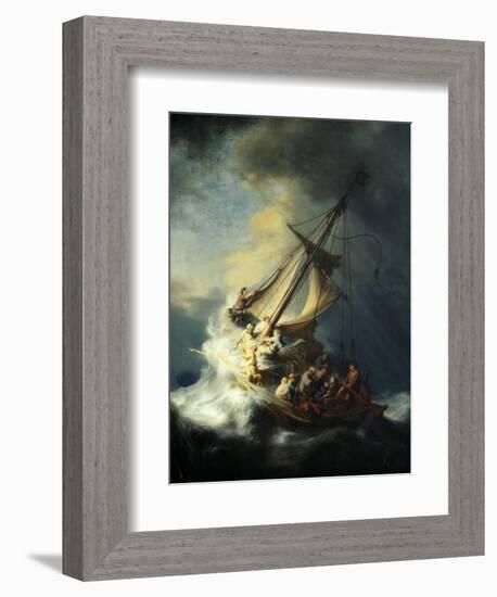 The Storm on the Sea of Galilee-Rembrandt van Rijn-Framed Premium Giclee Print