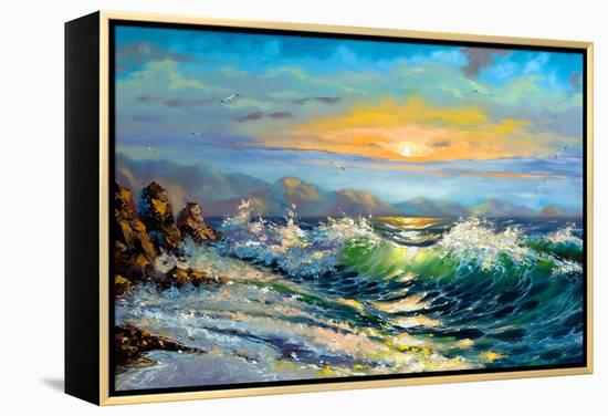 The Storm Sea On A Decline-balaikin2009-Framed Stretched Canvas