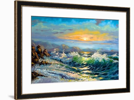 The Storm Sea On A Decline-balaikin2009-Framed Premium Giclee Print
