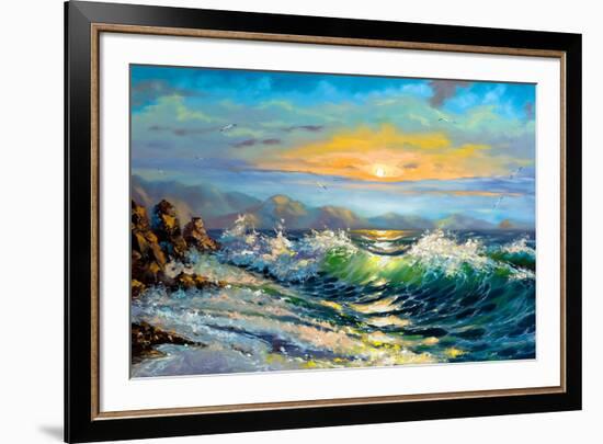 The Storm Sea On A Decline-balaikin2009-Framed Premium Giclee Print