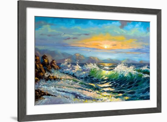 The Storm Sea On A Decline-balaikin2009-Framed Premium Giclee Print