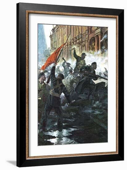 The Storming of the Winter Palace, St Petersburg, Russian Revolution, October 1917-null-Framed Giclee Print