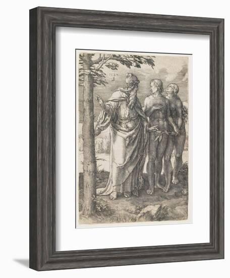 The Story of Adam and Eve: the First Prohibition, 1529-Lucas van Leyden-Framed Giclee Print