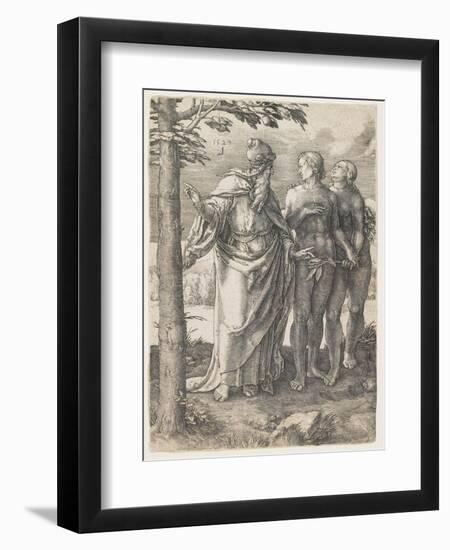 The Story of Adam and Eve: the First Prohibition, 1529-Lucas van Leyden-Framed Giclee Print