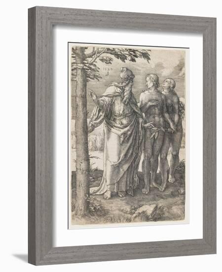 The Story of Adam and Eve: the First Prohibition, 1529-Lucas van Leyden-Framed Giclee Print