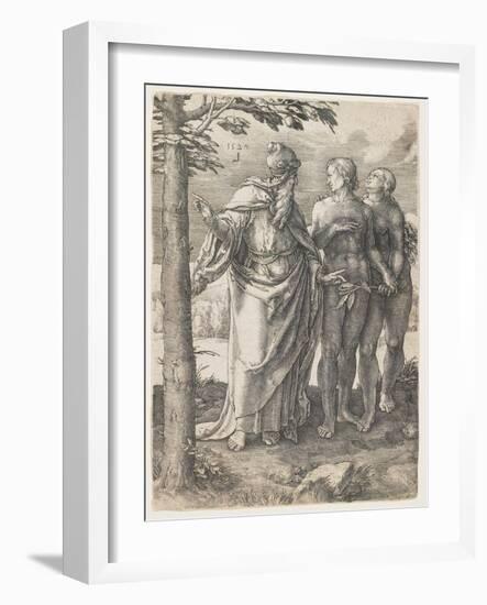 The Story of Adam and Eve: the First Prohibition, 1529-Lucas van Leyden-Framed Giclee Print