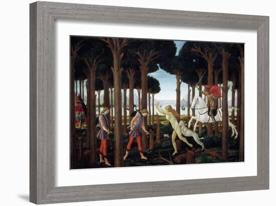 The Story of Nastagio Degli Onesti (First Episode), 1483 (From Boccaccio's Decameron)-Sandro Botticelli-Framed Giclee Print