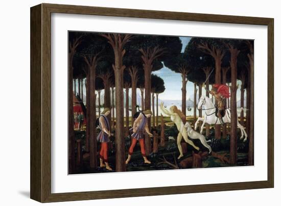 The Story of Nastagio Degli Onesti (First Episode), 1483 (From Boccaccio's Decameron)-Sandro Botticelli-Framed Giclee Print