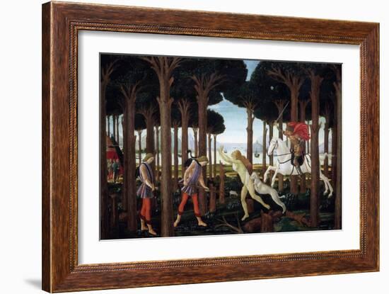 The Story of Nastagio Degli Onesti (First Episode), 1483 (From Boccaccio's Decameron)-Sandro Botticelli-Framed Giclee Print