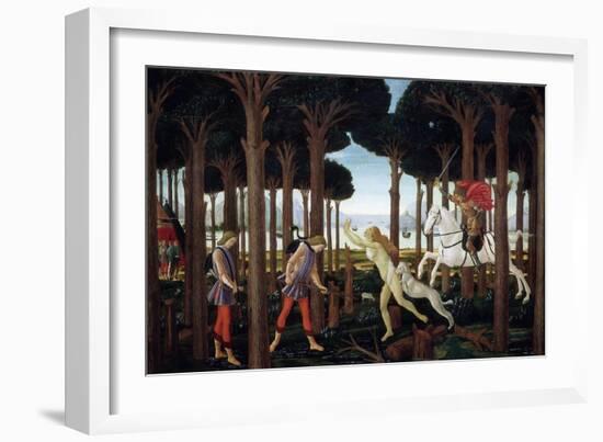 The Story of Nastagio Degli Onesti (First Episode), 1483 (From Boccaccio's Decameron)-Sandro Botticelli-Framed Giclee Print