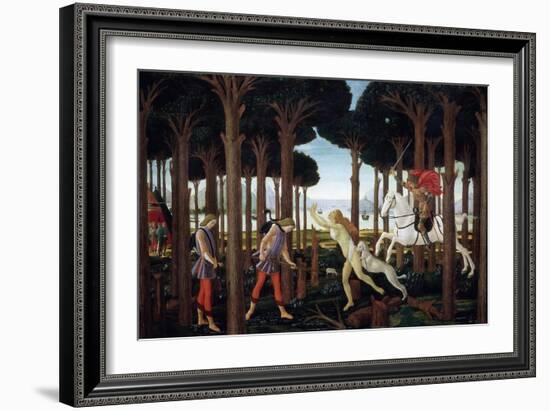 The Story of Nastagio Degli Onesti (First Episode), 1483 (From Boccaccio's Decameron)-Sandro Botticelli-Framed Giclee Print