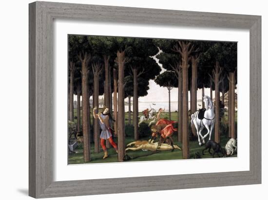 The Story of Nastagio degli Onesti (II), ca. 1483-Sandro Botticelli-Framed Giclee Print