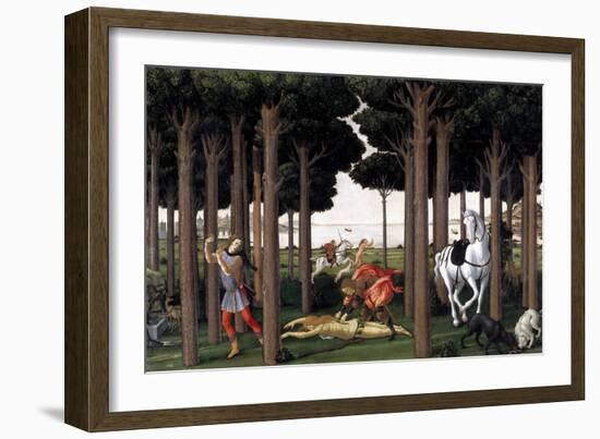 The Story of Nastagio degli Onesti (II), ca. 1483-Sandro Botticelli-Framed Giclee Print