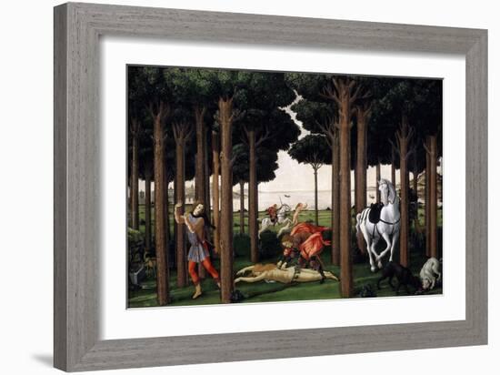 The Story of Nastagio Degli Onesti (Second Episode), 1483 (From Boccaccio's Decameron)-Sandro Botticelli-Framed Giclee Print