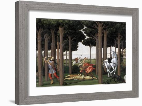 The Story of Nastagio Degli Onesti (Second Episode), Ca 1483-Sandro Botticelli-Framed Giclee Print