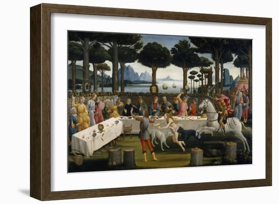 The Story of Nastagio Degli Onesti (Third Episode), Ca 1483-Sandro Botticelli-Framed Giclee Print