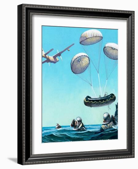 The Story of the Parachute: Sky-Divers of the Future-Ferdinando Tacconi-Framed Giclee Print