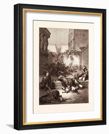 The Strange Nations Slain by the Lions of Samaria-Gustave Dore-Framed Giclee Print