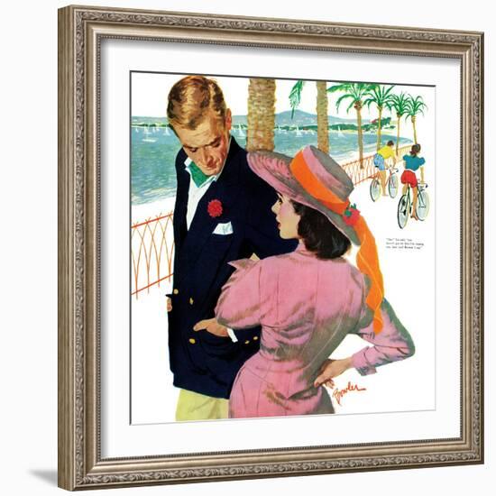 The Strategy of Love - Saturday Evening Post "Men at the Top", September 28, 1957 pg.32-Joe Bowler-Framed Giclee Print