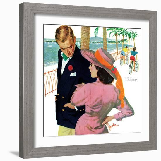 The Strategy of Love - Saturday Evening Post "Men at the Top", September 28, 1957 pg.32-Joe Bowler-Framed Giclee Print