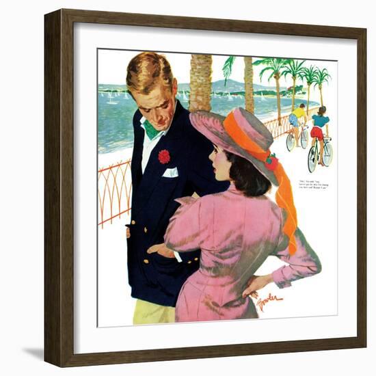 The Strategy of Love - Saturday Evening Post "Men at the Top", September 28, 1957 pg.32-Joe Bowler-Framed Giclee Print