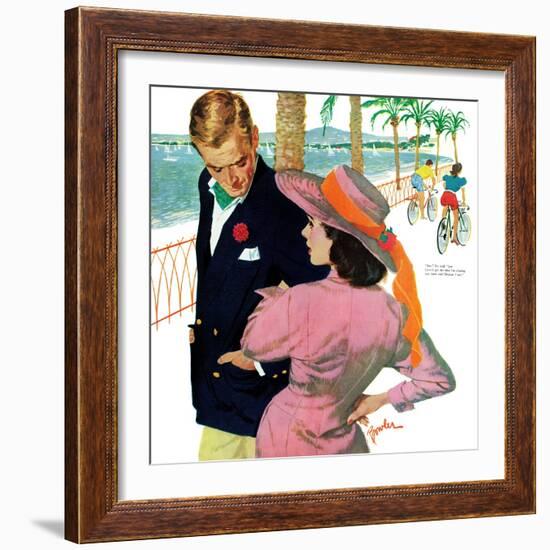 The Strategy of Love - Saturday Evening Post "Men at the Top", September 28, 1957 pg.32-Joe Bowler-Framed Giclee Print