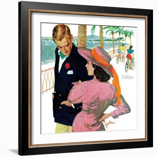 The Strategy of Love - Saturday Evening Post "Men at the Top", September 28, 1957 pg.32-Joe Bowler-Framed Giclee Print