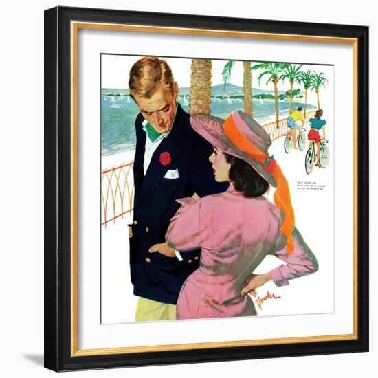 The Strategy of Love - Saturday Evening Post "Men at the Top", September 28, 1957 pg.32-Joe Bowler-Framed Giclee Print