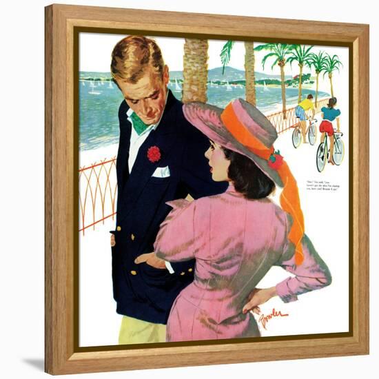 The Strategy of Love - Saturday Evening Post "Men at the Top", September 28, 1957 pg.32-Joe Bowler-Framed Premier Image Canvas