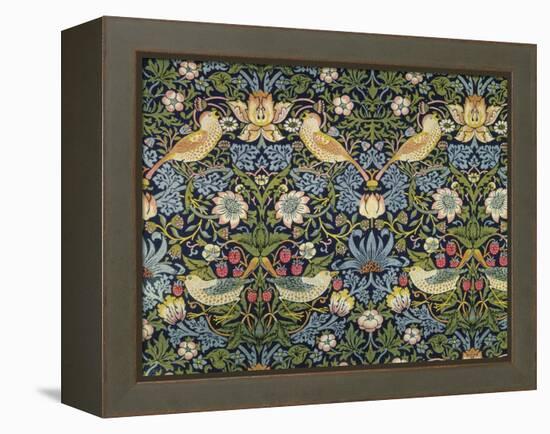 'The Strawberry Thief' Textile Designed by William Morris (1834-96) 1883 (Printed Cotton)-William Morris-Framed Premier Image Canvas