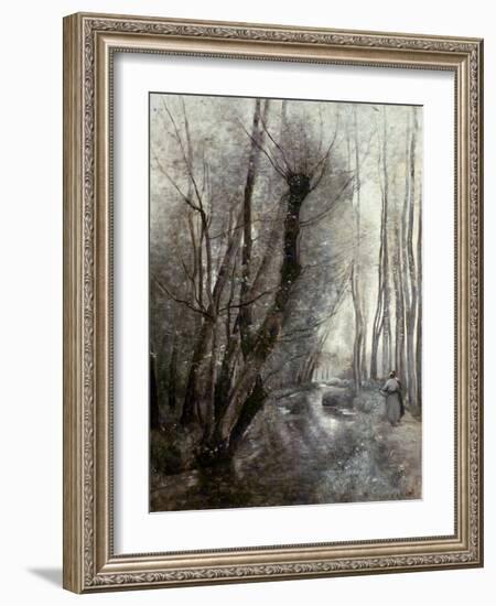 The Stream (Oil on Canvas)-Jean Baptiste Camille Corot-Framed Giclee Print