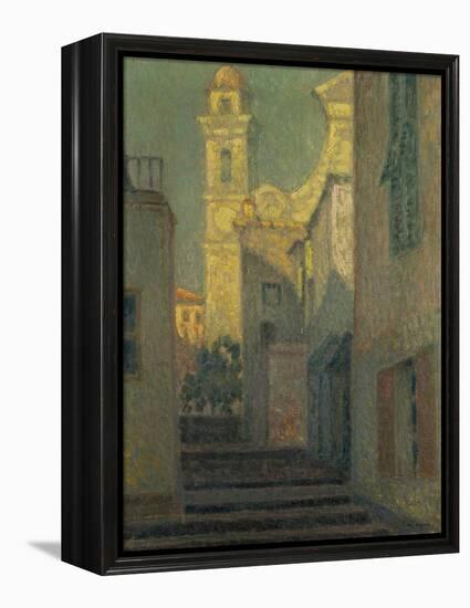 The Street to the Church, Villefranche-Sur-Mer, 1928 (Oil on Canvas)-Henri Eugene Augustin Le Sidaner-Framed Premier Image Canvas