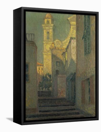 The Street to the Church, Villefranche-Sur-Mer, 1928 (Oil on Canvas)-Henri Eugene Augustin Le Sidaner-Framed Premier Image Canvas