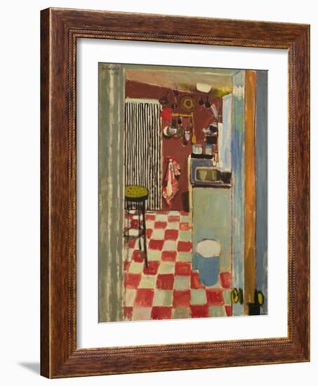 The Striped Curtain, 1968 (Oil on Canvas)-Alberto Morrocco-Framed Giclee Print