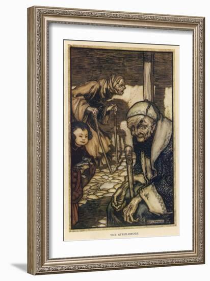 The Struldbrugs, Gulliver-Arthur Rackham-Framed Art Print