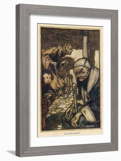 The Struldbrugs, Gulliver-Arthur Rackham-Framed Art Print