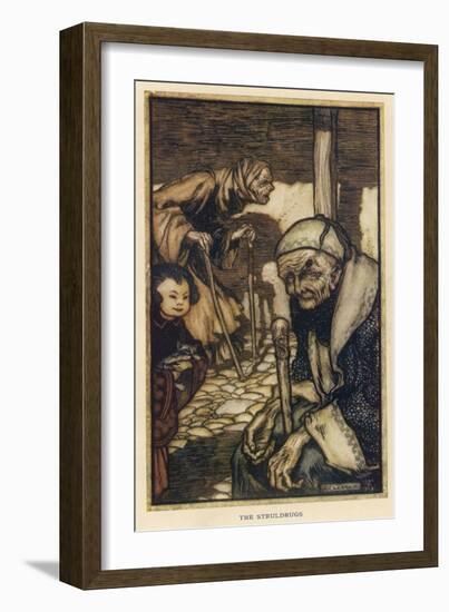 The Struldbrugs, Gulliver-Arthur Rackham-Framed Art Print