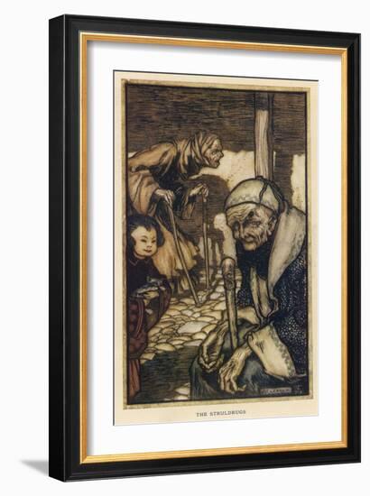 The Struldbrugs, Gulliver-Arthur Rackham-Framed Art Print