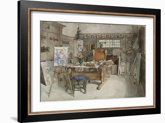 The Studio, from 'A Home' Series, c.1895-Carl Larsson-Framed Giclee Print