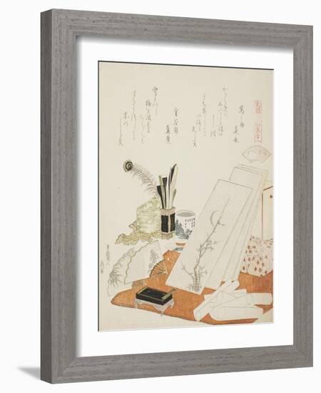 The Studio, Illustration for the White Shell (Shiragai), 1821-Katsushika Hokusai-Framed Giclee Print