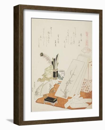 The Studio, Illustration for the White Shell (Shiragai), 1821-Katsushika Hokusai-Framed Giclee Print