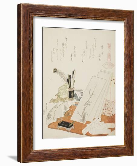 The Studio, Illustration for the White Shell (Shiragai), 1821-Katsushika Hokusai-Framed Giclee Print