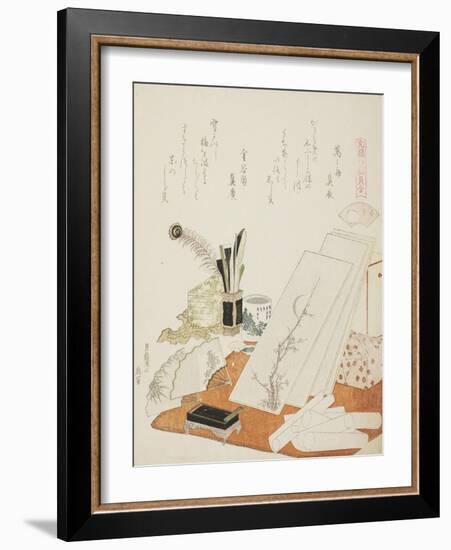 The Studio, Illustration for the White Shell (Shiragai), 1821-Katsushika Hokusai-Framed Giclee Print