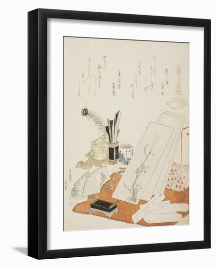 The Studio, Illustration for the White Shell (Shiragai), 1821-Katsushika Hokusai-Framed Giclee Print