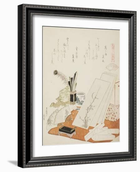 The Studio, Illustration for the White Shell (Shiragai), 1821-Katsushika Hokusai-Framed Giclee Print