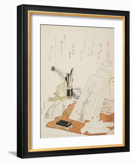 The Studio, Illustration for the White Shell (Shiragai), 1821-Katsushika Hokusai-Framed Giclee Print