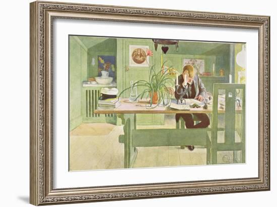 The Study Room, Published in "Lasst Licht Hinin," ("Let in More Light") 1908-Carl Larsson-Framed Giclee Print