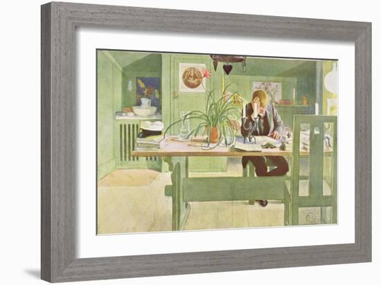 The Study Room, Published in "Lasst Licht Hinin," ("Let in More Light") 1908-Carl Larsson-Framed Giclee Print