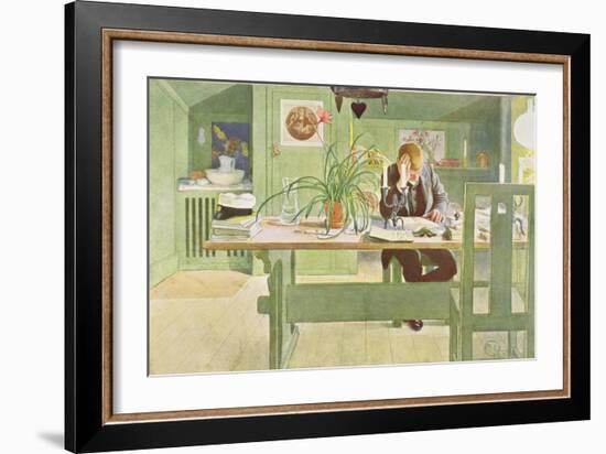 The Study Room, Published in "Lasst Licht Hinin," ("Let in More Light") 1908-Carl Larsson-Framed Giclee Print